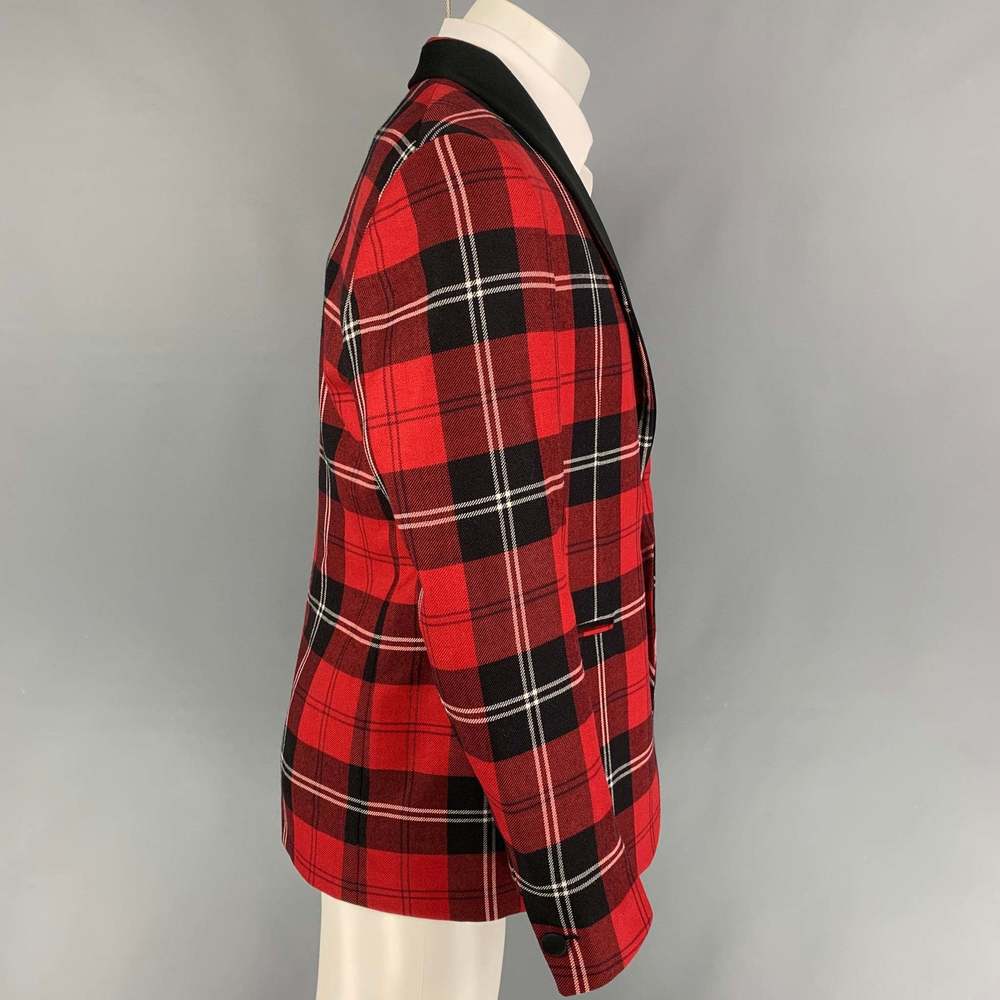 VERSACE Red Black Plaid Wool Tailor Made Executive Sport Coat - Picture 2 of 9